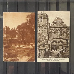 Mandato de Palestina Jerusalén 1922,1935 2 postales Iglesia del Sepulcro, Getsemaní - Imagen 1 de 2