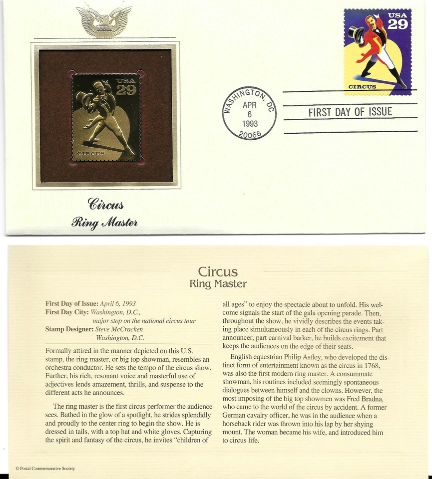 Circus-Ring Master-1st day issue-Golden Replica - Image 1 of 1