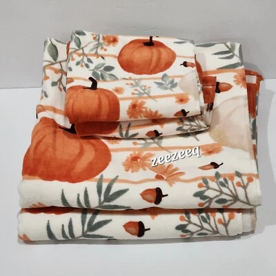 Набор из 4 полотенец для рук и пальцев Thanksgiving Harvest Fall Pumpkin - Изображение 1 из 4