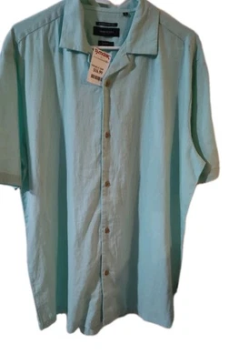 NEW Kenneth Cole Linen Collection Men’s Short Sleeve Mint Slim Fit Shirt Sz XL - Image 1 of 4