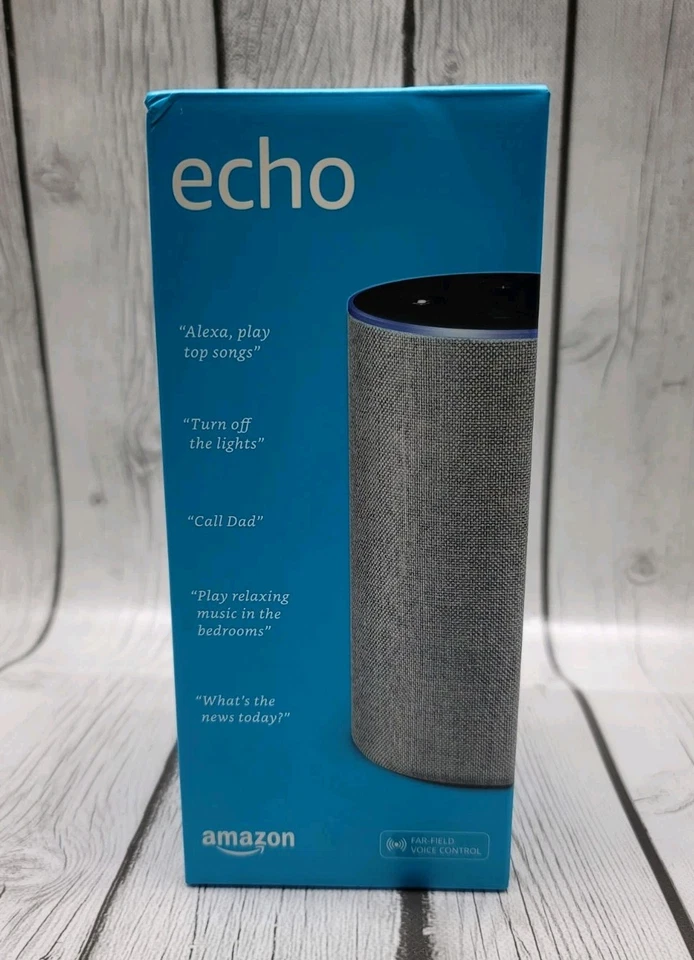 Amazon Echo 2nd Generation Smart Speaker w/ Alexa Heather Gray Fabric New Sealed - Image 1 of 4