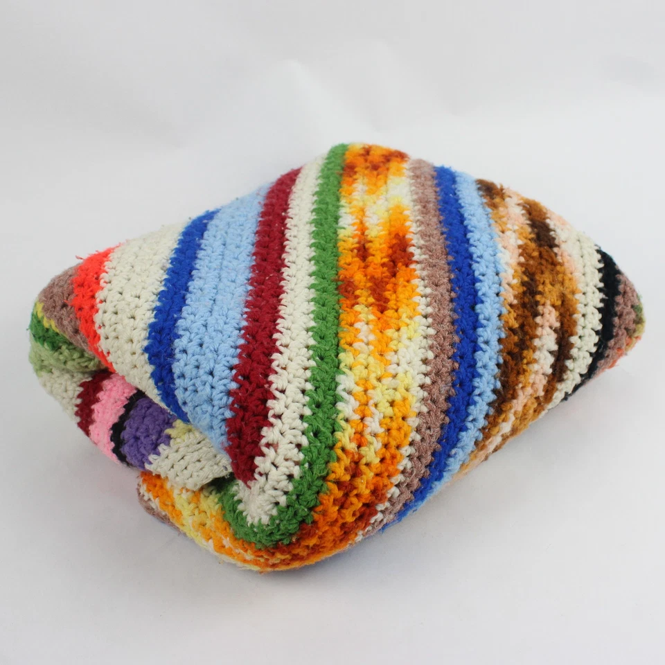 Coperta Fatta A Mano Multicolore A Righe 55" x 54" - Immagine 1 di 4