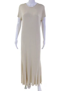 Ralph Lauren Blue Label Womens Round Neck Short Sleeve Maxi Dress Beige Size L - Picture 1 of 7