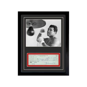 Exhibición enmarcada a cheques cancelados firmados reproducción Muhammad Ali - Imagen 1 de 4
