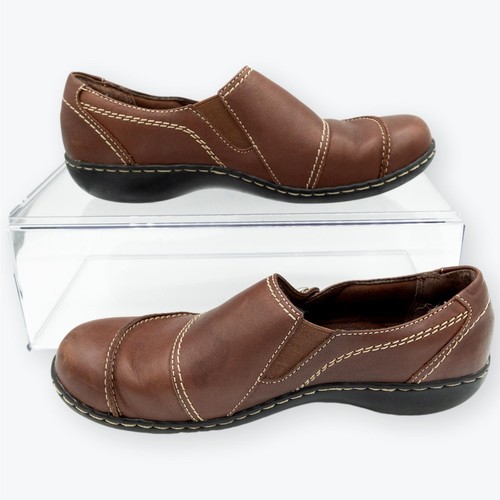 Clarks Bendables Donna Ashland Alpine Slip On Ballerine Pelle Marrone 8 5 M