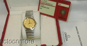 OMEGA CONSTELLATION DATE WATCH 396.1201 MENS SS/ 18K GOLD BEZEL WORKS! - Picture 1 of 18