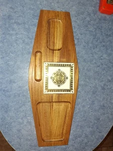 Vintage Japanese Made Wood Cheese Plate With Ceramic Trivet L & M Mint Condition - Picture 1 of 6