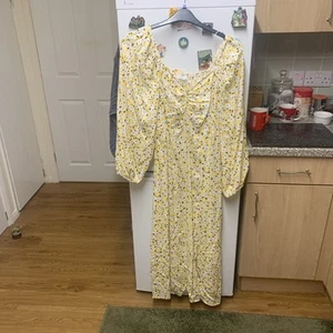 Ladies Long Summer Dress Papaya Size 16 Yellow Patterned - Picture 1 of 7