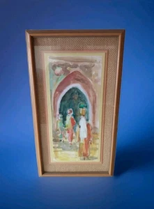 Vintage Professionally Framed Signed Watercolor Painting Jerusalem? Middle East? - Picture 1 of 13