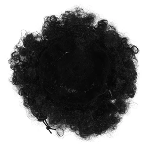 African Drawstring Ponytail Human Hair Extensions Black 8 Inch Large Size - Picture 1 of 12