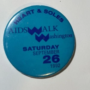 Hearts & Soles AIDS Walk Washington Pinback Button VTG 1992 - Picture 1 of 3
