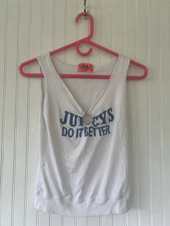 Camiseta sin mangas rara Y2K vintage jugosa de alta costura hecha en glamorosa etiqueta EE. UU. P XS Foto 1 de 4