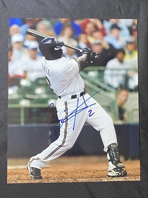 Foto 8x10 firmada autografiada por Bill Hall Milwaukee Brewers Foto 1 de 3