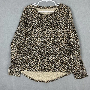 Old Navy Girls Softest Tee Size 8 Medium Leopard Relax Fit Hi Lo Hem Long Sleeve - Picture 1 of 12