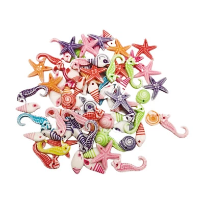 100 pcs Mixed Marine Organism Resin Beads Sea Shell For Bracelet Pendant Charm - Image 1 of 4