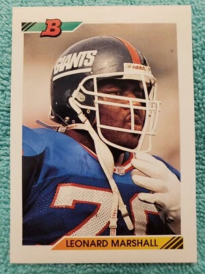 1992 BOWMAN LEONARD MARSHALL #408 NEW YORK GIANTS - Image 1 of 4