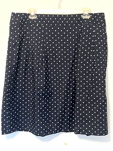 Women's Van Heusen Business Skirt Navy Polka Dots Rayon Bl Lined Pockets Sz 16 - Picture 1 of 14