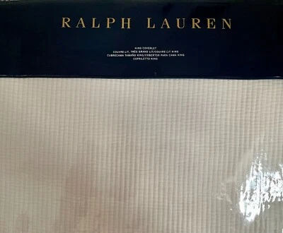 NUEVO COBERTOR/MANTA-PERGAMINO RALPH LAUREN AIDEN BLANCO, REINA $400/REY $430 Foto 1 de 4