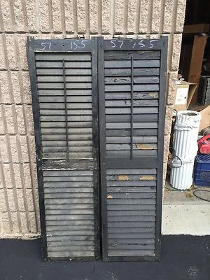 Persianas victorianas para casa de madera con persianas PaiR c1900 negras 57" h x 15,5 w x 1 3/8 Foto 1 de 4