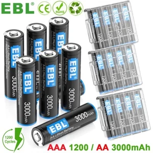 EBL AA Lithium 3000mAh AAA 1200mAh Batteries Non-rechargeable 1.5V + Case Lot - Picture 1 of 22