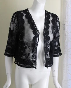 NWT Anthony Sz M Black Lace 3/4 Embroidered Shrug Style Jacket Art-to-Wear - Picture 1 of 8