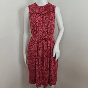 Boden Yoke Detail Floral Dress Size 6 Long Tall Pink Stretch Jersey Belt Pockets - Picture 1 of 10