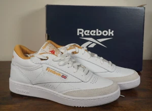 Reebok Club C Mid II Vintage Leather White Chalk Gold Men Tennis Shoes Size 8.5 - Picture 1 of 8