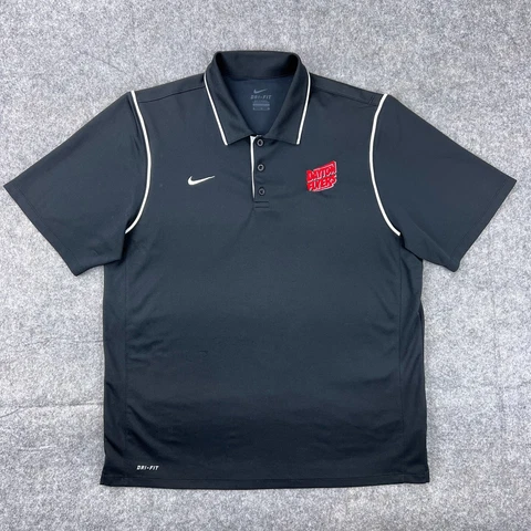 Dayton Flyers Shirt Mens Extra Large Black Short Sleeve Polo Nike Dri Fit NCAA Cover