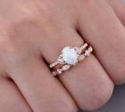 2.50Ct Oval Cut Genuine Fire Opal Bridal Set Engagement Ring Rose Gold Plated