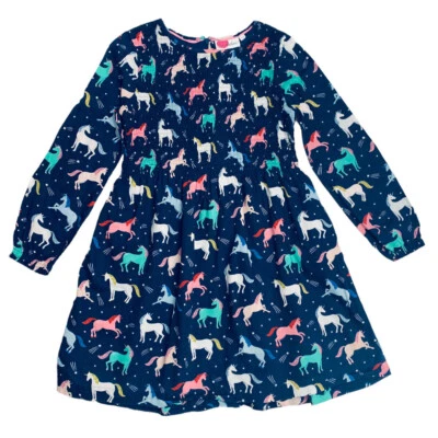 G09-Boden, 11/12Y, l/s Vestido Algodón (11/12 Años, Azul/Multi Unicornios) Foto 1 de 2