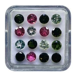 16 Pcs Natural Tourmaline 4.4mm Round Cut Multi Color Loose Gemstones 5.52 Cts - Picture 1 of 8