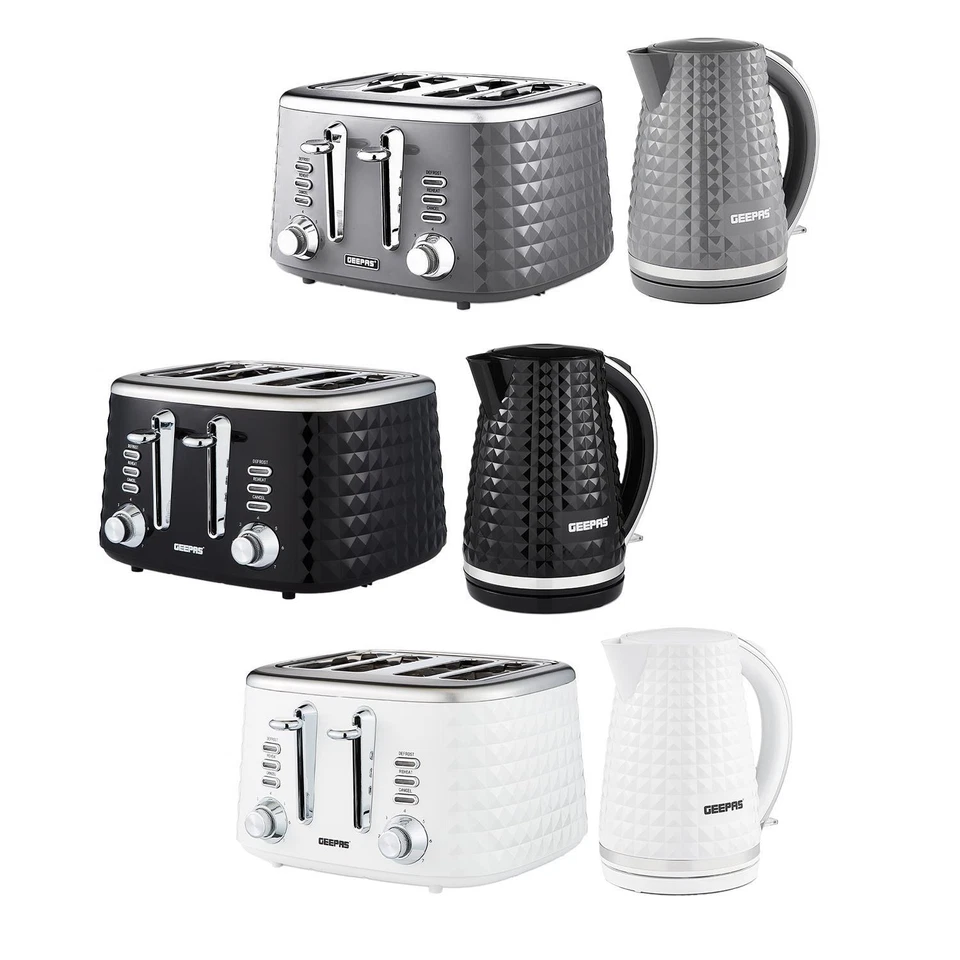 GEEPAS Argyle Collection 2200W 1.7L Electric Kettle & 4 Slice Bread Toaster Set - Image 1 of 1