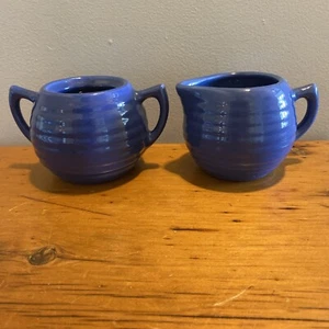 Juego De Colección Bauer Ring Ware Azul Azúcar Y Crema Azul Cobalto - Falta Tapa - Imagen 1 de 11