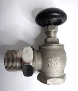 NOS 1930's PRIER Steam Radiator Angle Valve with Spud NICKEL on BRASS 1-1/4" - Picture 1 of 12