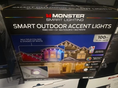 BRAND NEW Monster Smart Outdoor Accent Lights 100 FT, 72 LED Lights, 1800 Lumens - Image 1 of 4