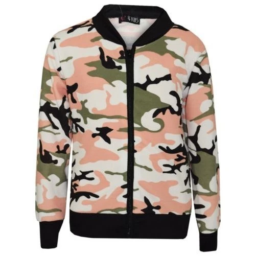 Veste Fille Enfant Designer Imprimé Camouflage Vert 7-13 Ans - Photo 1/1