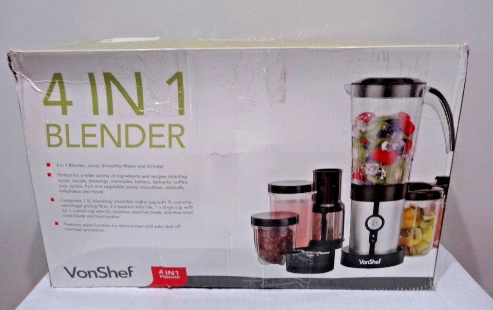 VonShef 4 en 1 Licuadora Multifuncional Exprimidor Molinillo Batidora 220W 13/200 Foto 1 de 4