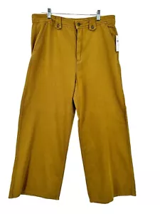 Anthropologie Pilcro Twill Mustard Column Flared Wide Leg Ankle Pants Size 31 - Picture 1 of 11