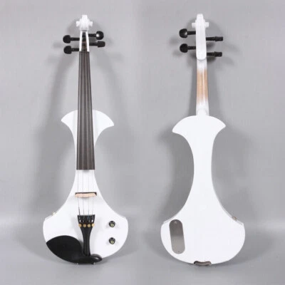 4/4 White Electric Violin Solid Wood Nice Tone Free Case Bow Ebony Fittings - Image 1 of 4