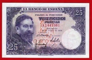 25 Pesetas, 1954 ''Albeniz'' Serie A, Sin Circular, - Picture 1 of 2