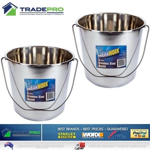 2x Stainless Steel Bucket with Handle 16Ltr HD Premium Quality NewModel 16L Med - Picture 1 of 6