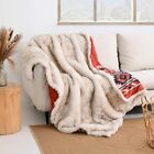 Luxury Plush Faux Fur Throw Blanket, Long Pile Golden Yellow with Black Tipped B