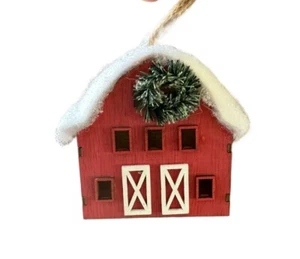 Barn Wood Ornament Christmas Tree Farm Garden Horse Cow Mantel Table Decor Snow - Picture 1 of 5