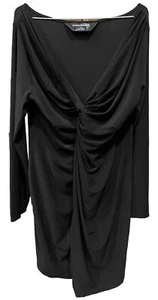 NORMA KAMALI Negro Mangas Largas Vestido Vaina Fruncido Para Mujer Talla XL - Imagen 1 de 5