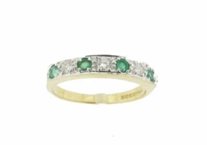 9ct Gold Emerald and Diamond 1/2 eternity Ring - Size M New in Box Genuine JED10 - Picture 1 of 6