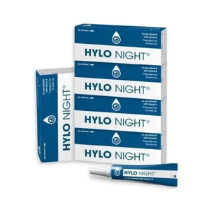 5 x Hylo Night Vitamin A Eye Ointment Preservative Free 5g (5 tubes of 5g each) - Picture 1 of 2