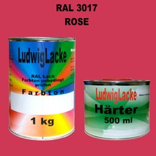 Maschinenlack RAL 3017 Rose' 1,5 kg Set glänzend & 10tlg. Pinsel Set