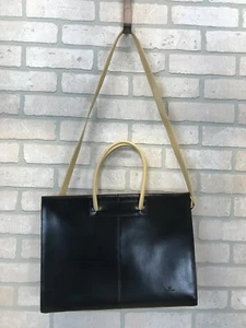 Daniela Moda Laptoptasche Tasche schwarz creme Leder abnehmbarer Schultergurt - Bild 1 von 21