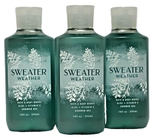 3 BATH & BODY WORKS WOMEN SWEATER WEATHER SHOWER GEL BODY WASH 10 FL OZ 2020 LOT - Picture 1 of 3