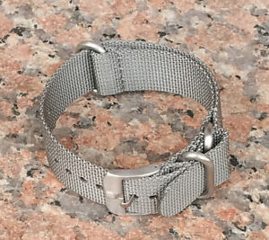 22mm Gray Grey Luminox 3 SOLID Stainless Steel Rings, Buckle Nylon Watch Strap